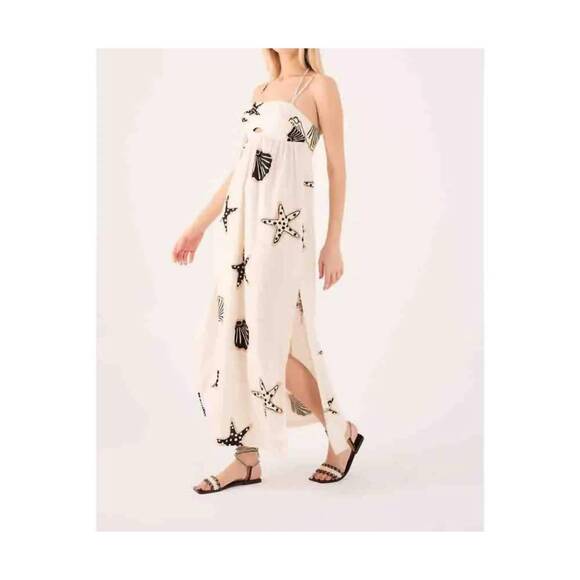 NEW DRESS TO cropped linen maxi dress in cream - Picture 2 of 4